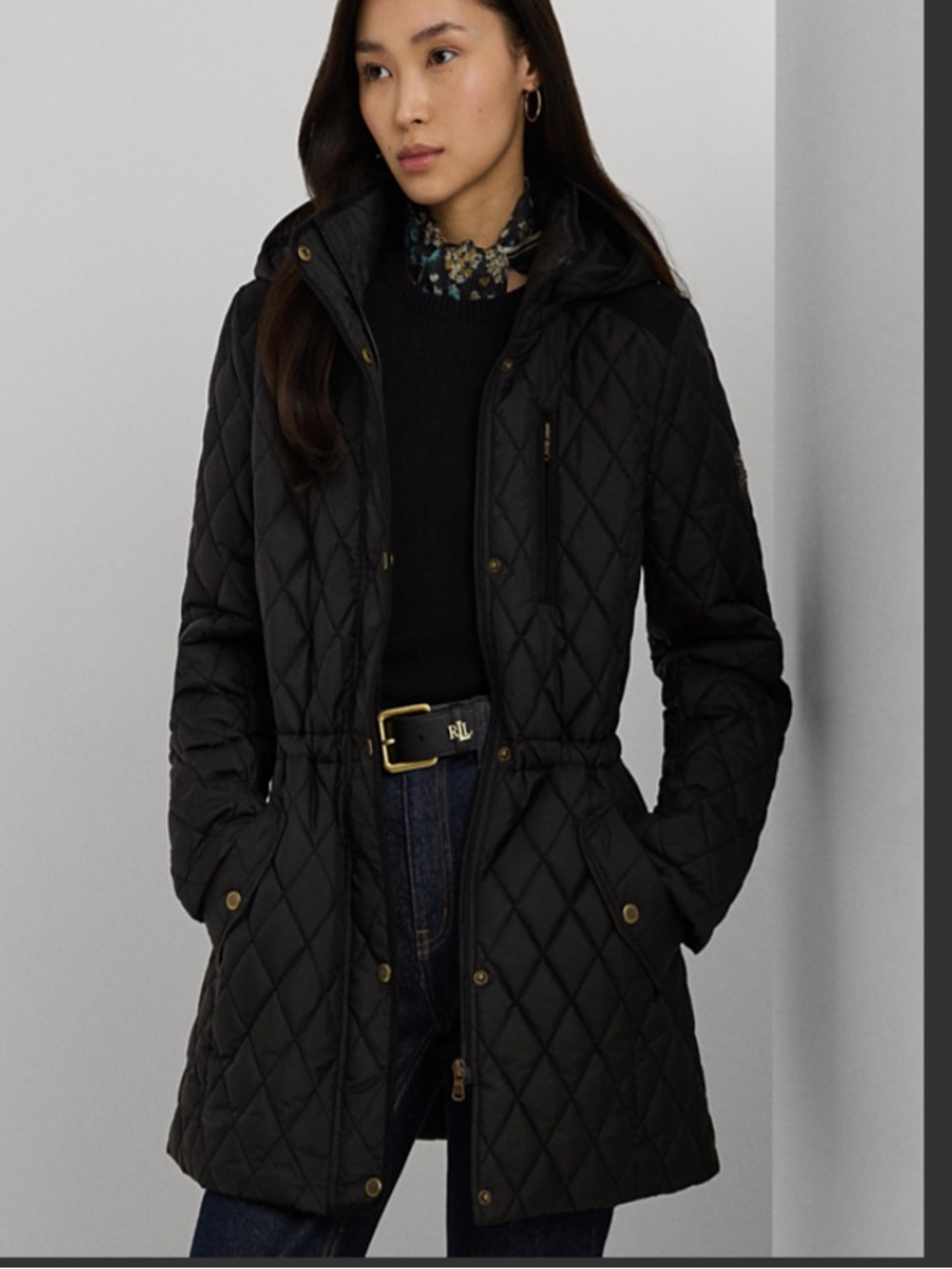 Ralph Lauren Black Quilted Hooded Puffer Coat NWT!